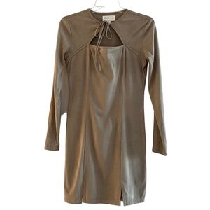 Kendall and Kylie taupe sueded long sleeve dress. Key hole tie front. Medium
C